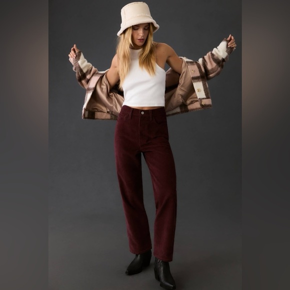 ๐ Levi's Burgundy Ribcage High-Rise Straight Ankle Corduroy Jeans - Size 29 - Picture 3 of 7